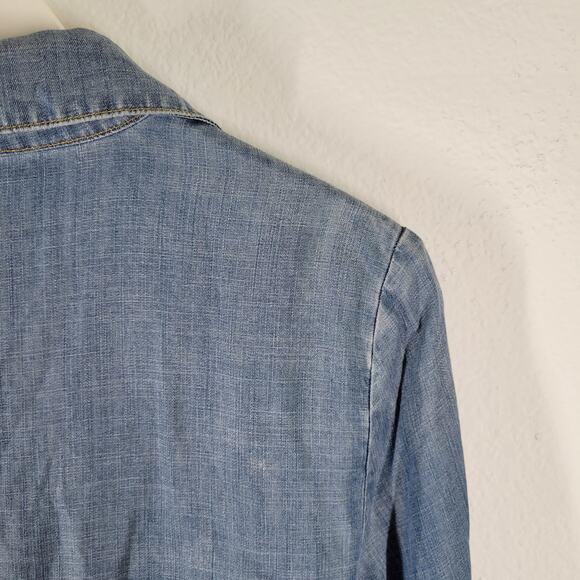 Frame Blue Chambray Denim lace up shirt womens Sz XS NWT Hadley - Picture 5 of 9